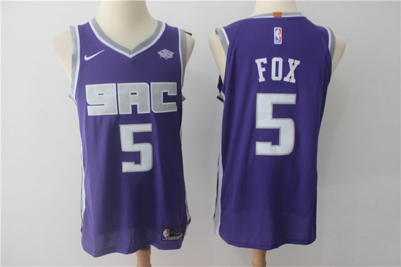 Men Sacramento Kings #5 Fox Purple Game Nike NBA Jerseys->->NBA Jersey